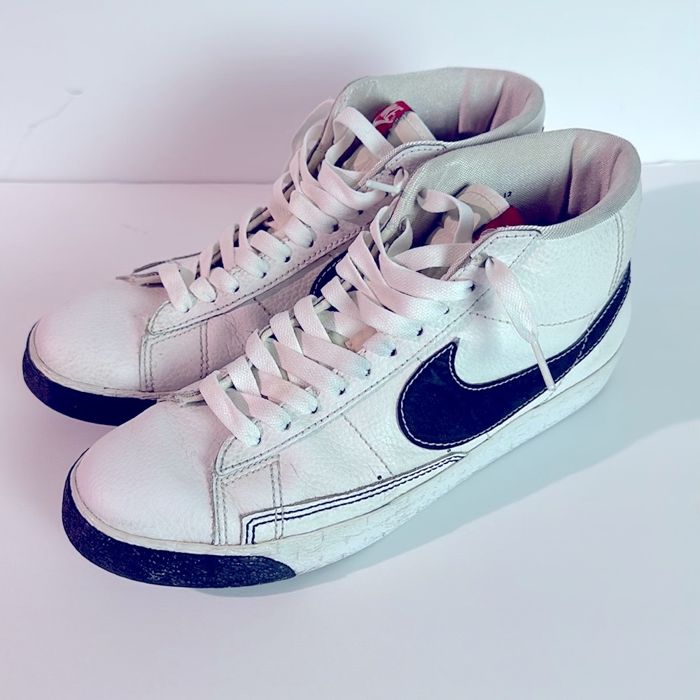 Nike Blazer Mid White Navy Mens Size 12 2010 Navy Blue Nubuck Swoosh 315877-103